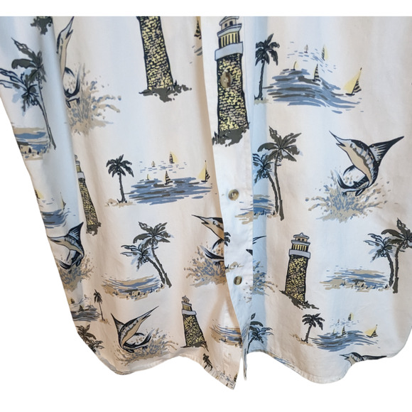 Michael Austin Rugged Wear Lighthouse Print Shirt Size XXL 100% Cotton Coastal - Picture 8 of 13